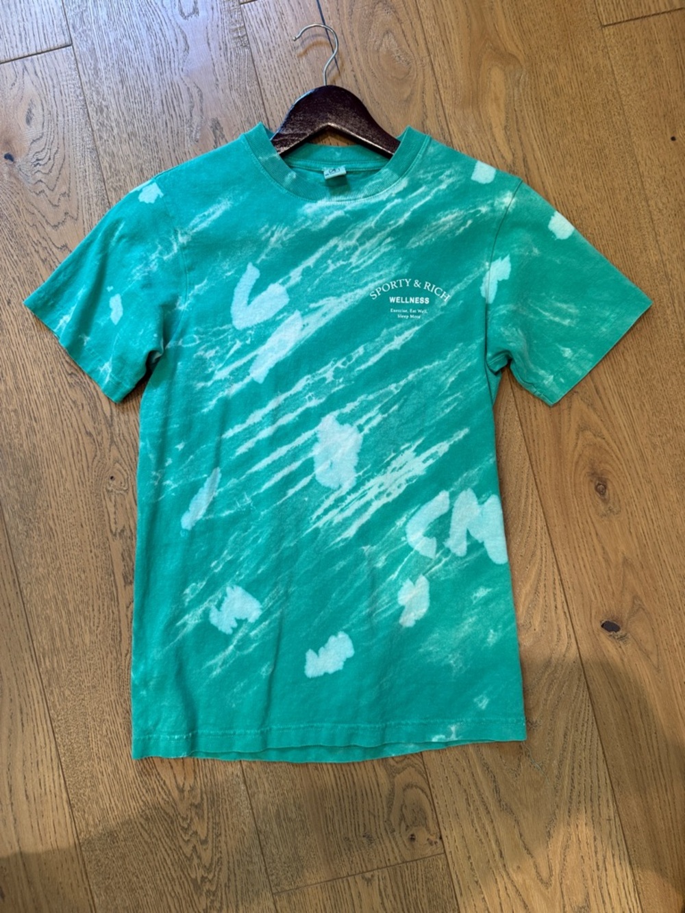 Sporty & Rich Tie-Dye Wellness Tee - Teal & White